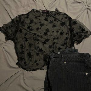 Sheer Star Pattered Crop Top